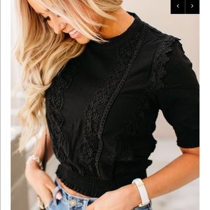 Lace puff sleeve top